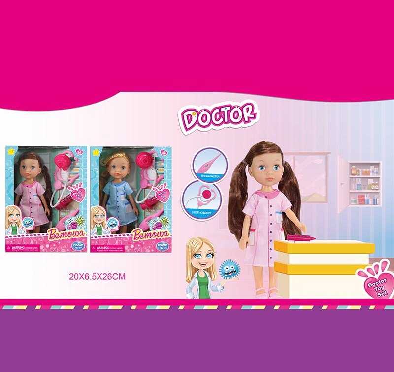 Лялька WG 051 (72/2) 2 види, “Лікарка”, висота 25 см, стетоскоп, шприц, термометр, в коробці