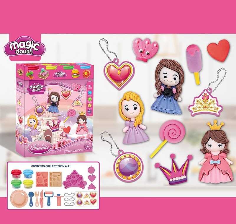 Тісто для ліплення 8649 (48/2) 4 кольори тіста, молди, інструменти, ланцюжки, в коробці