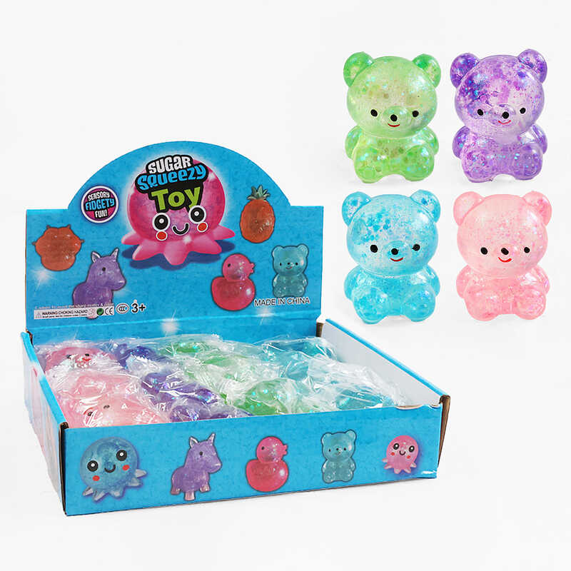 Гра антистрес C 72744 (12) ЦІНА ЗА 12 ШТУК В БЛОЦІ, “Ведмедик”, гелеве наповнення, блискітки, розмір 5х4.5х7 см, в коробці