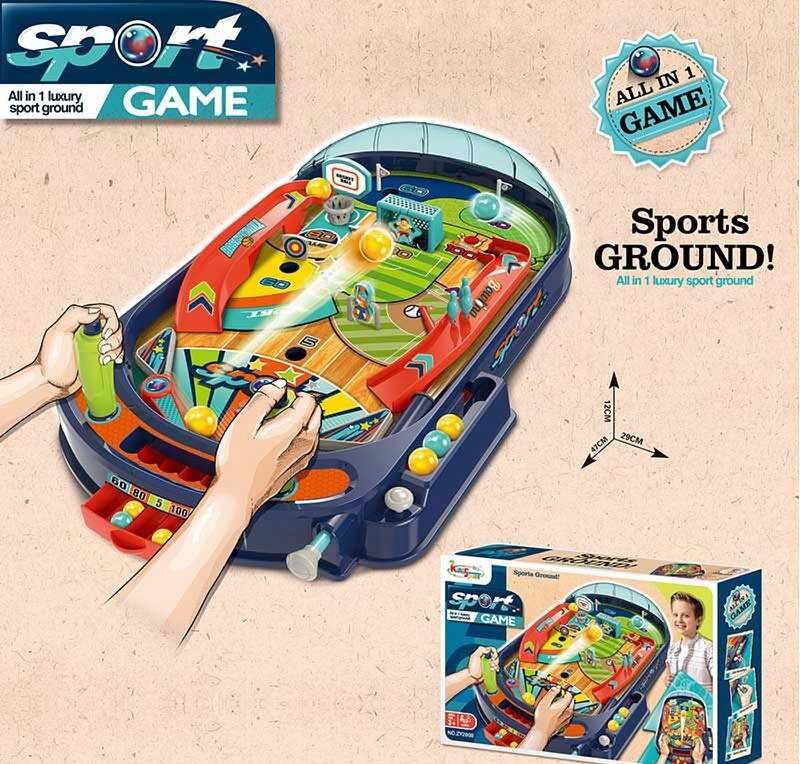 Пінбол ZY 2008 (12) “Спортивний майданчик”, механічний принцип роботи, 12 кульок, в коробці