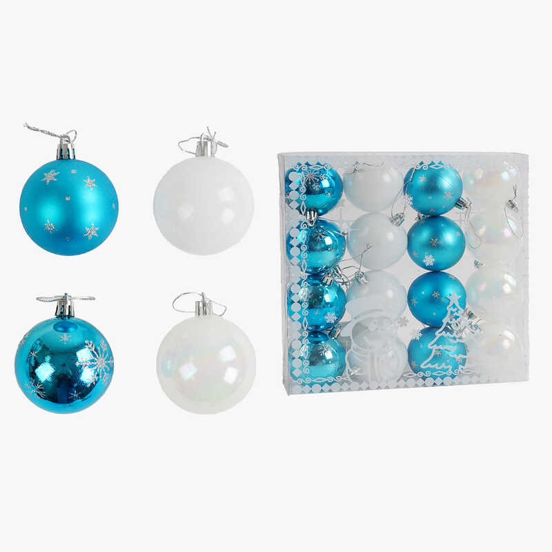 Новорічні прикраси C 67393 (60) 16 штук, кульки, D = 6 см, в слюді