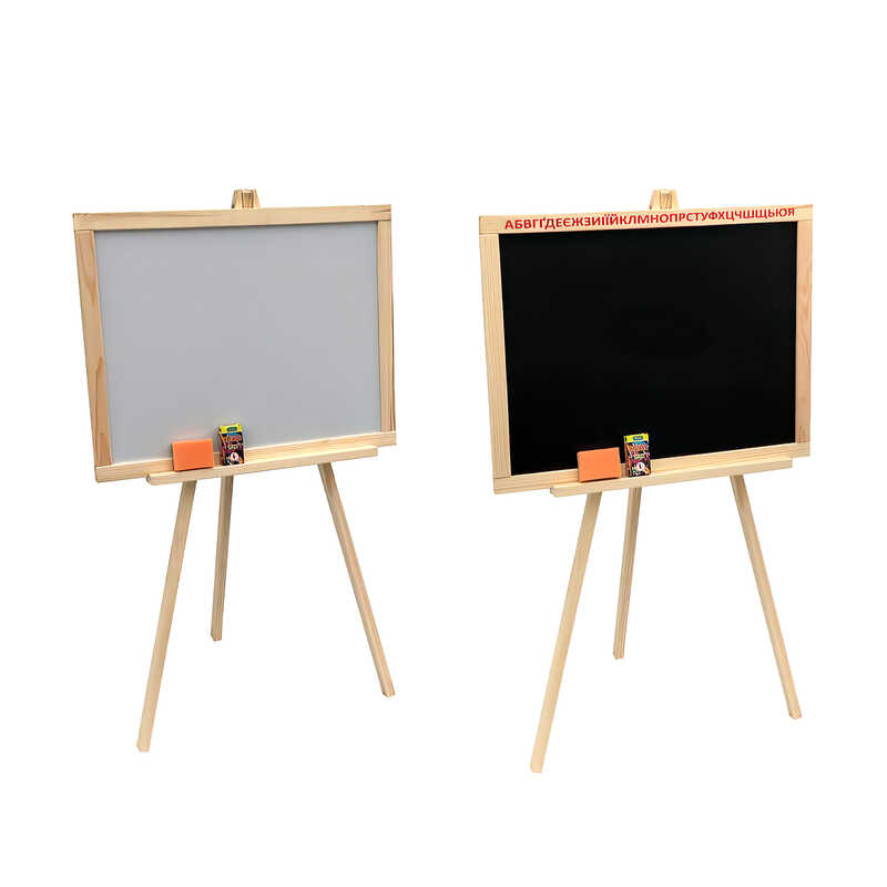 гр Мольберт 020 + НОГИ (10) тринога дерево не магнітний / Дошка ш40*в55см, Підставка ш55*в110см/ матеріал/сосна "Мася"