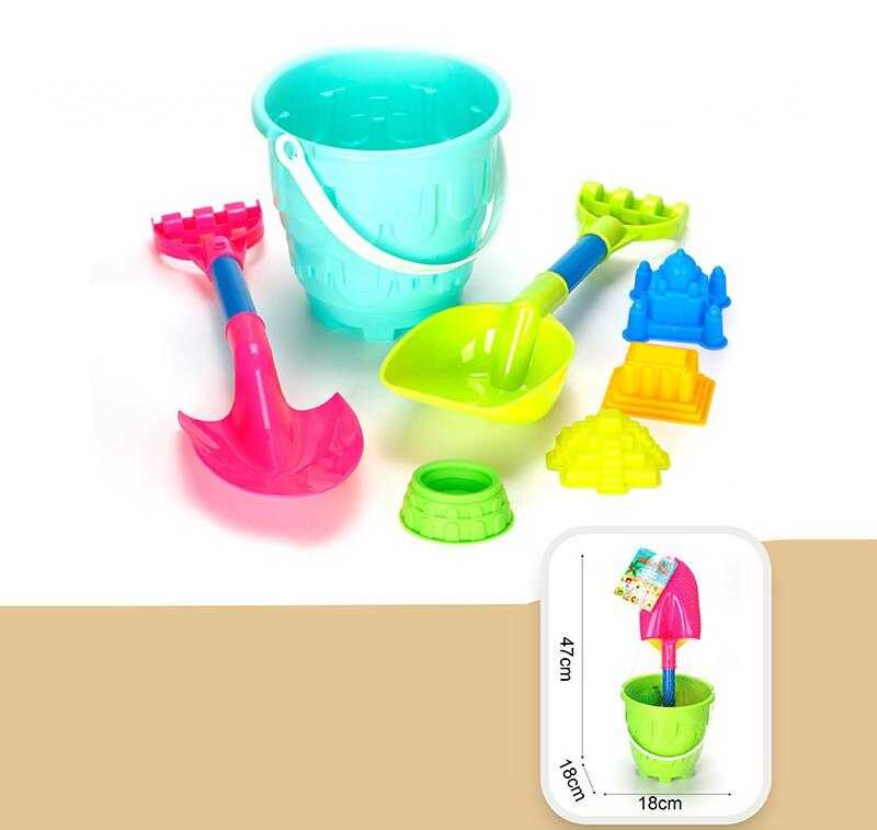 Пісочний набір JX 6854 (36) 3 кольори,  відро, 2 лопати, 4 формочки, в сітці, ВИДАЄТЬСЯ ТІЛЬКИ МІКС ВИДІВ