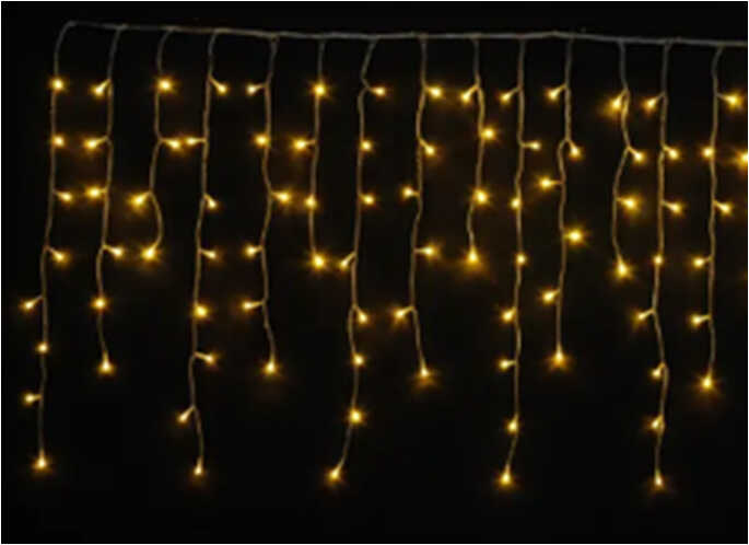 Гірлянда C 61483-20 Y (100) 4 метри, 100 лампочок, штора, жовте світло, від батарейок, 2 режими, у коробці