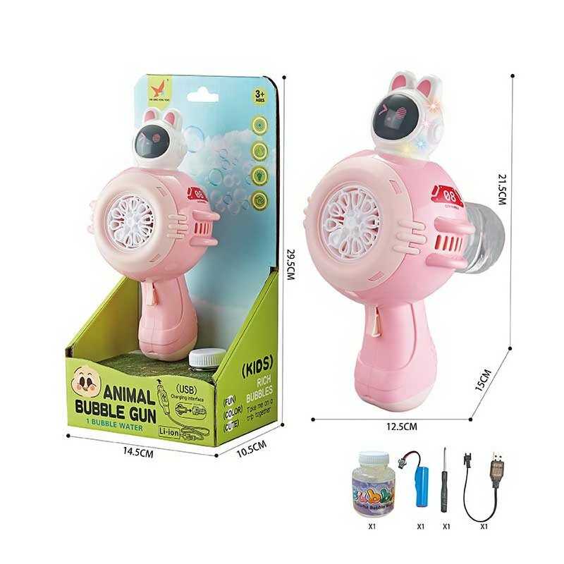 Пістолет з мильними бульбашками XH 134 (48/2) підсвічування, автоматичний принцип, акумулятор 3.7V, пляшечка з мильним розчином, в коробці