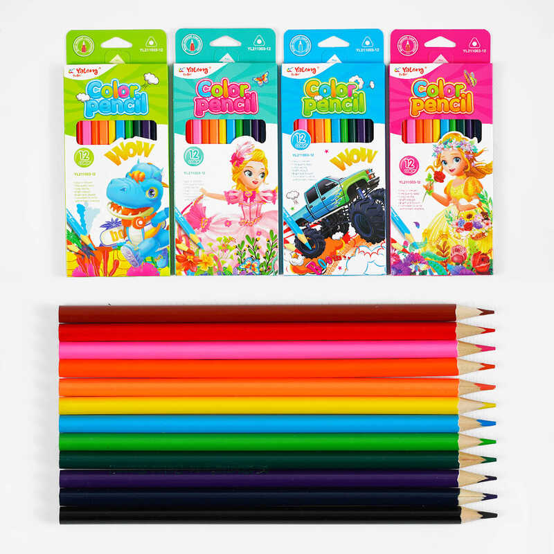 Олівці C 61924 (240) 4 види, 12 шт в упаковці, 12 кольорів, в коробці, ВИДАЄТЬСЯ ТІЛЬКИ МІКС ВИДІВ