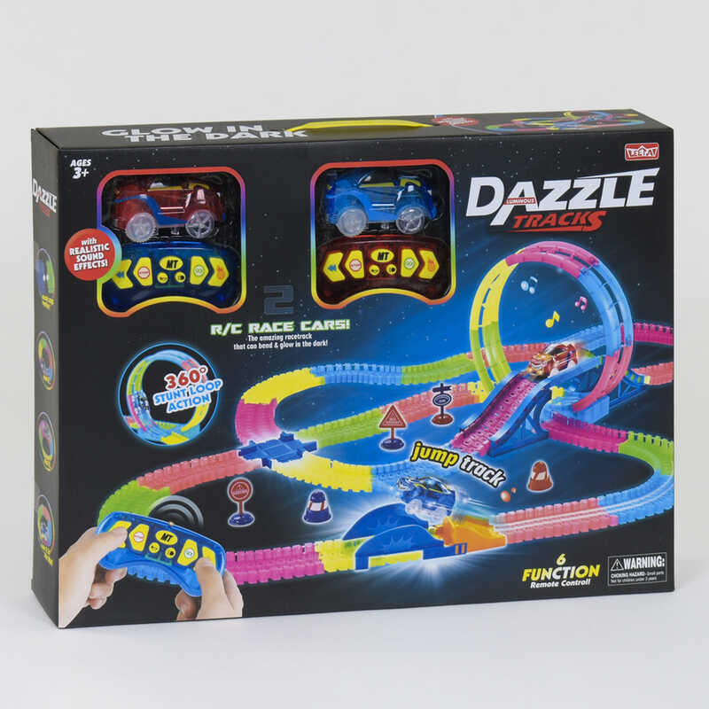 Автотрек на радіокеруванні 138 (12/2) 2 машинки, світло, звук, 326 ел., довжина траси 635 см, в коробці