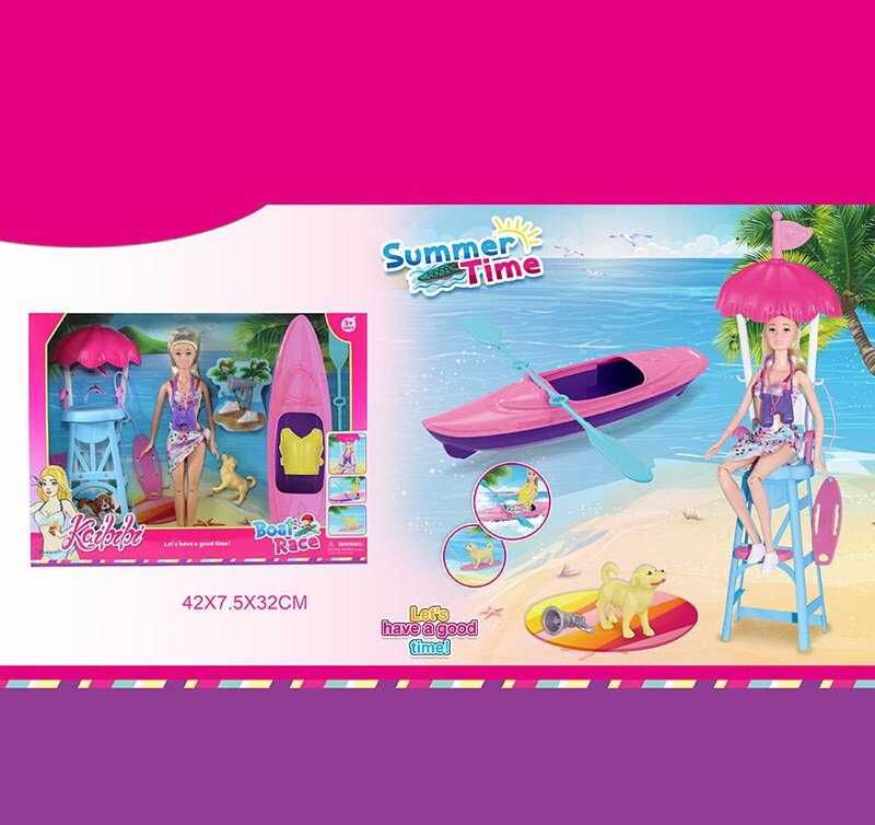 Лялька WG 171 (24/2) висота: 30 см, шарнірні суглоби, човен, рятувальна вежа, знімний одяг, улюбленець, аксесуари, в коробці