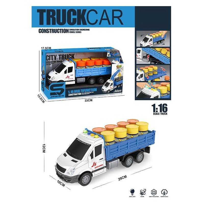 Спецтехніка JS 146 B (36/2) "Самоскид", масштаб - 1:16, інерція, підсвічування, звук, рухомі елементи, в коробці