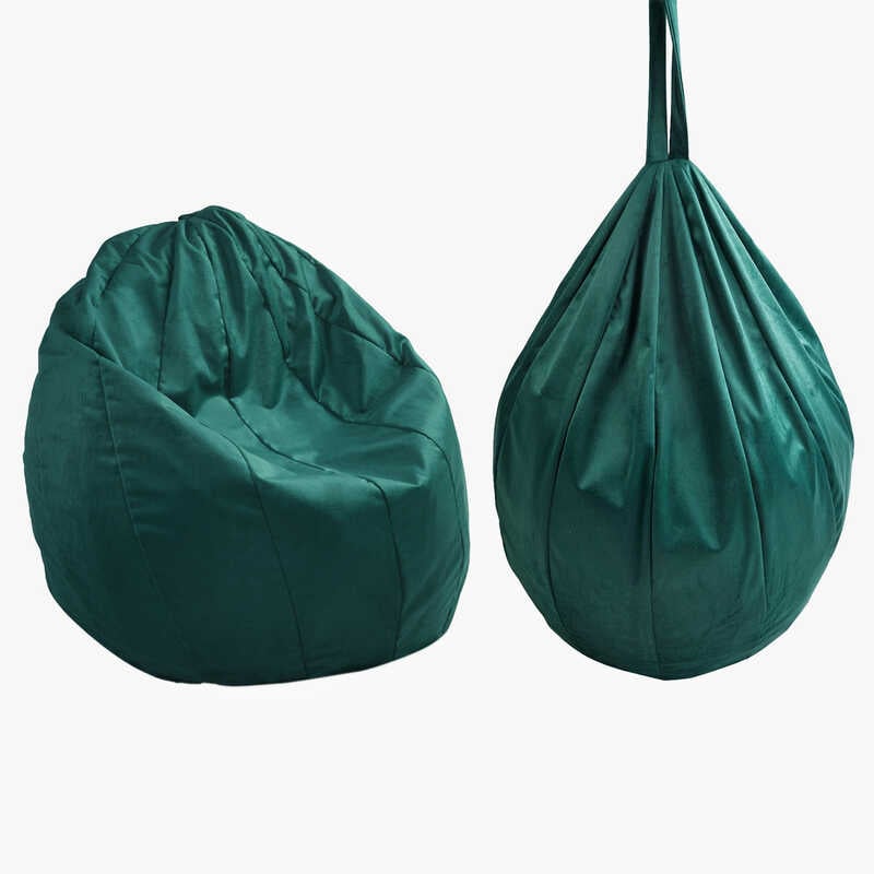 гр Крісло-мішок "Груша" 62295 колір зелений (1)  чохол — меблевий велюр, наповнювач — пінопластові кульки, внутрішній чохол,  в пакеті