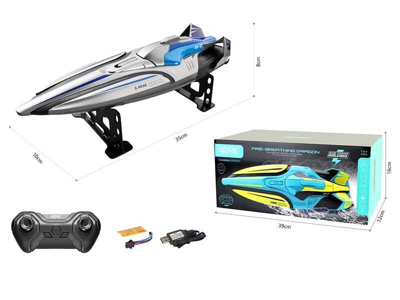 Катер на радіокеруванні 4 D-S 1 (12) пульт управління 2.4 GHz, акумулятор 7.4 V, підсвічування, запасні деталі, підставка, інструкція, в коробці