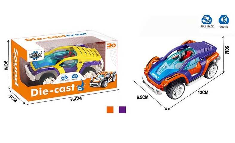 Машинка KLX 600-395 (120/2) 2 кольори, металопластиковий корпус, інерційний механізм, гумові шини, звукові ефекти, в коробці