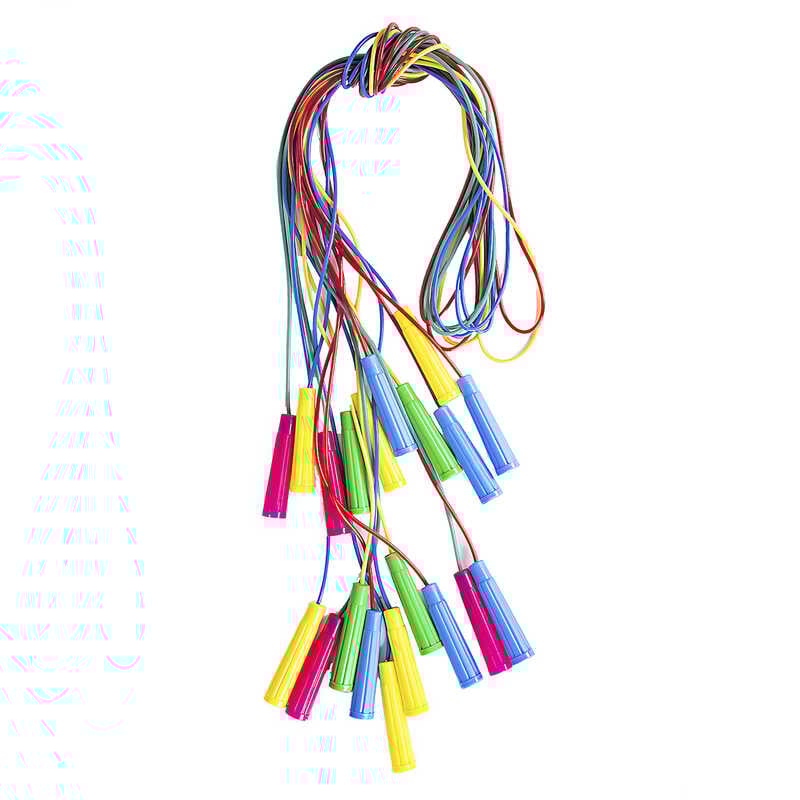 гр Іграшка дитяча "Скакалка №1 кольорова" 034/2 (15) ЦІНА ЗА ЗВ’ЯЗКУ, У ЗВ’ЯЗЦІ 10ШТ, довж 2,2 м., діам. 3,9 мм. "BAMSIC"