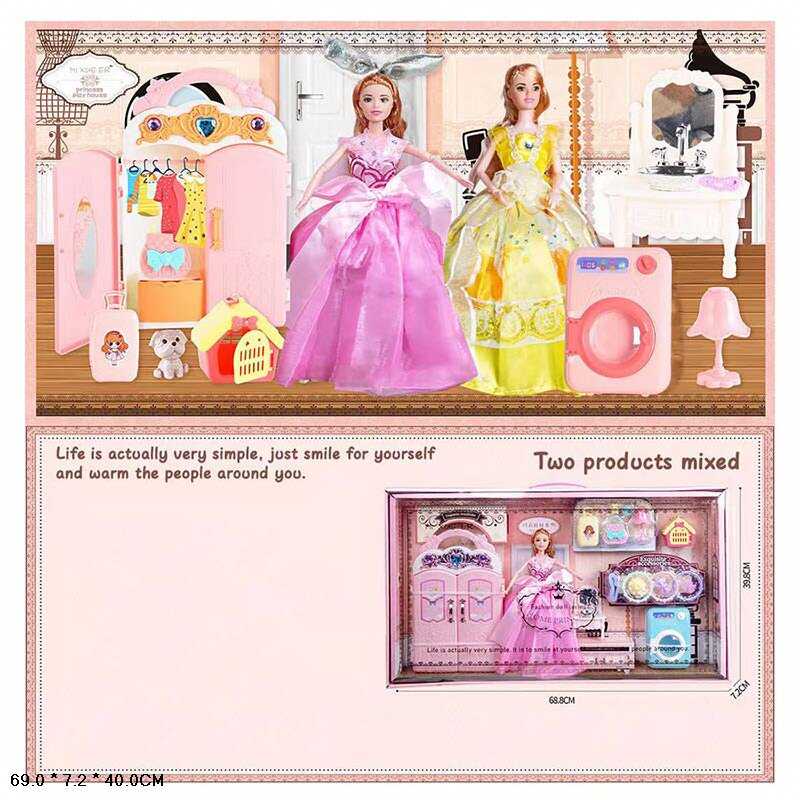 Лялька 8703-1 (12) "Меблі", 4 улюбленця, аксесуари, продукти, у коробці