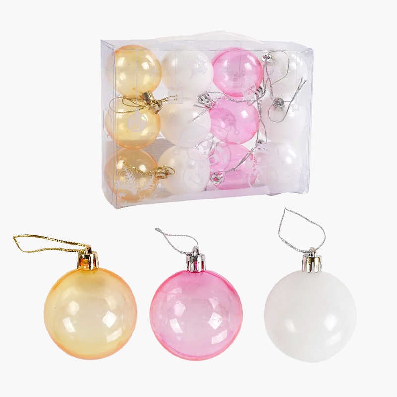 Новорічні прикраси C 67297 (104) 12 штук, кульки, D = 5 см, в слюді