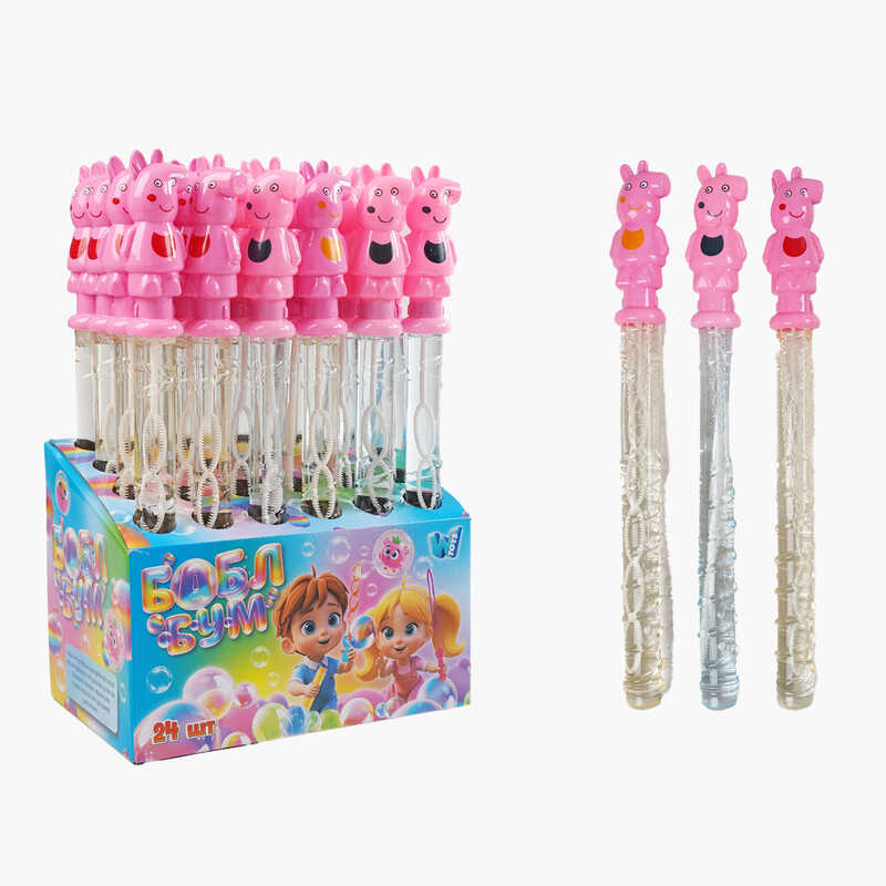 Мильні бульбашки LK 96108 (6) "WToys", ЦІНА ЗА 24 ШТУКИ В БЛОЦІ, "Свинка", висота 36см, в коробці