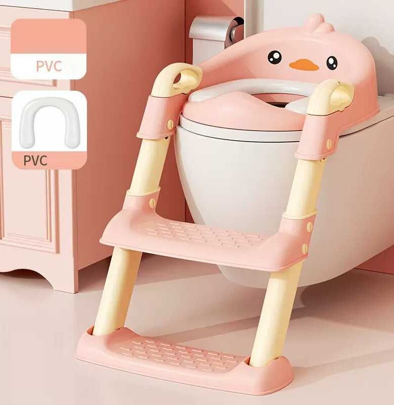 гр Cидіння для унітазу дитяче ВМ-31500 Bimbo (1) колір РОЖЕВИЙ, зі сходами та ручками, в коробці