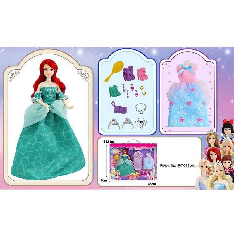 Лялька з аксесуарами 91062 D (24) висота 30 см, діадеми, сережки, намиста, гребінець, сукні, туфлі, в коробці