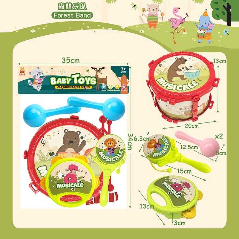 Музичні інструменти 668 (36/2) барабан, барабанні палички, маракаси, бубон, барабан - колотушка, в пакеті