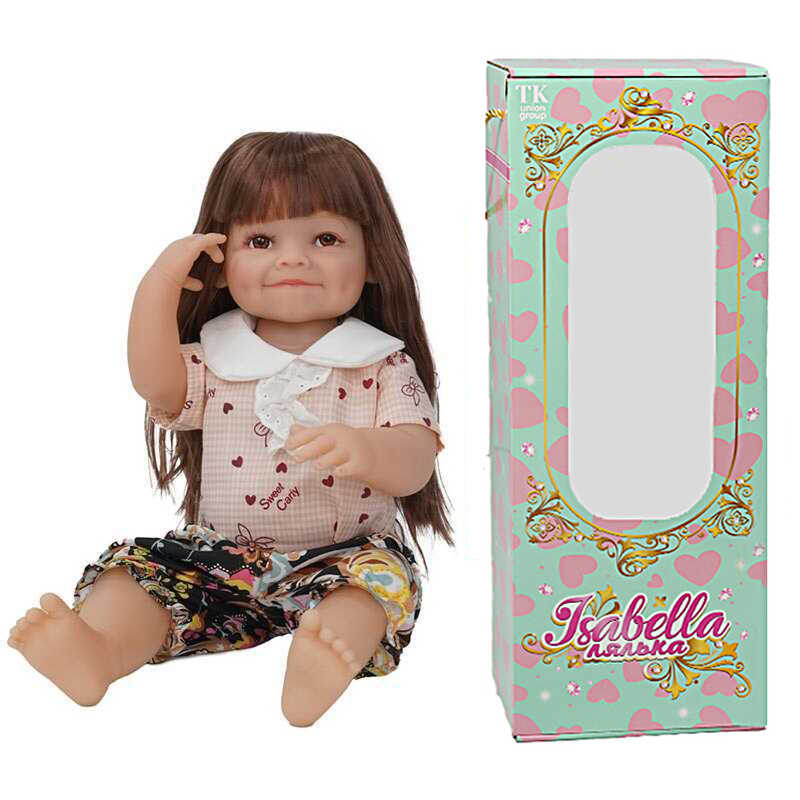 Лялька QM 24038-5 (12) "TK Group", висота: 50 см, гумова, імітація скляних очей, пустушка, пляшечка, памперс, в коробці