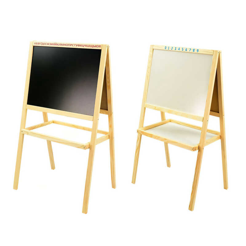 гр Мольберт магнітний "Мася" - нефарбований з полицею 040 (1) матеріал / сосна.