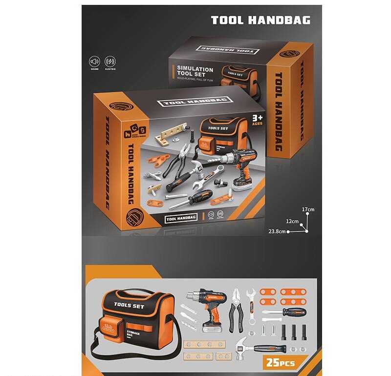 Набір інструментів 778-74 (48/2) 25 елементів, дриль, молоток, плоскогубці, викрутка, гайковий ключ, сумка, в коробці