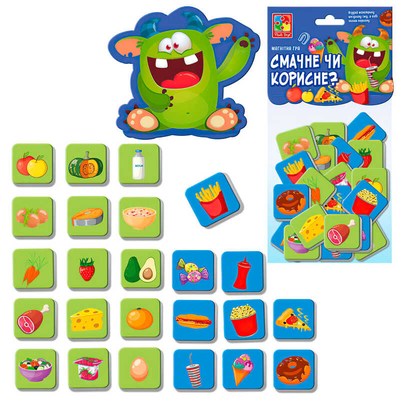 гр Гра магнітна "Смачне та корисне" (укр) VT 5900-06 (5)  "Vladi Toys", 24 магніти, у пакеті