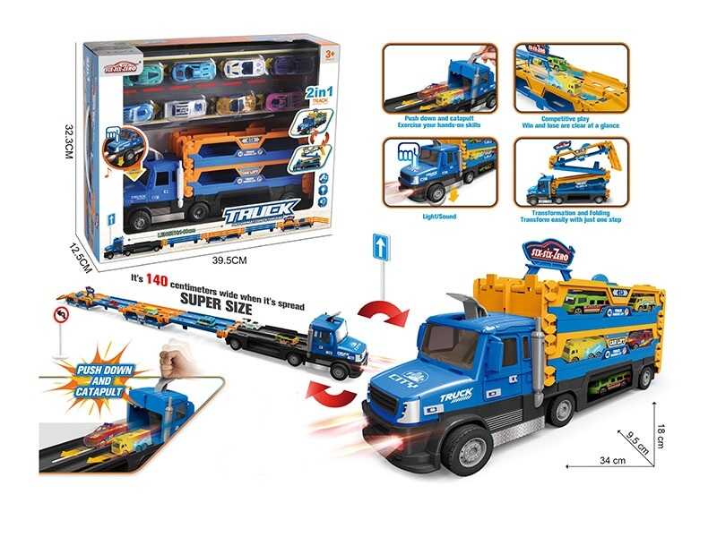 Трейлер 660 S-42 (18/2) звук, підсвічування, 8 металопластикових машин, довжина треку 127 см, в коробці