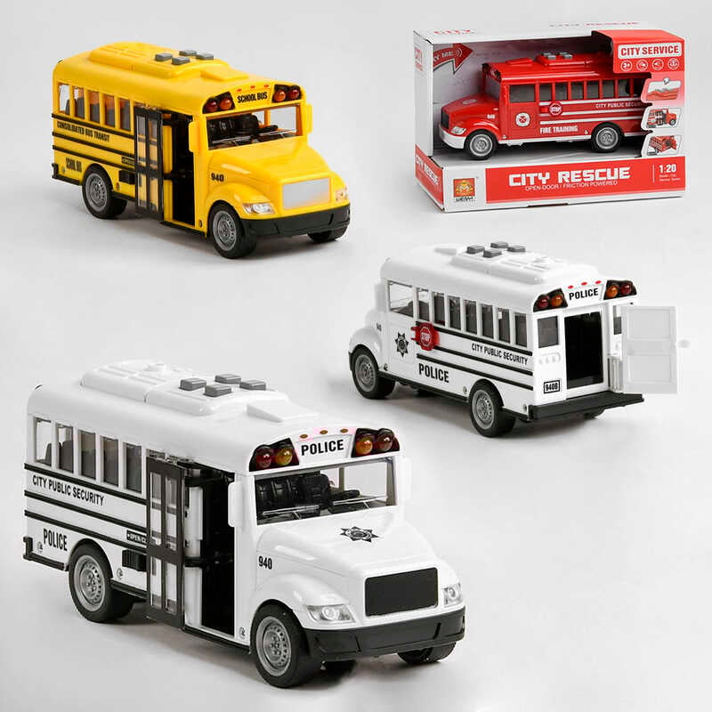 Автобус WY 940 A/B/C (48) 3 кольори, підсвічування, звук, інерція, в коробці, ВИДАЄТЬСЯ ТІЛЬКИ МІКС ВИДІВ