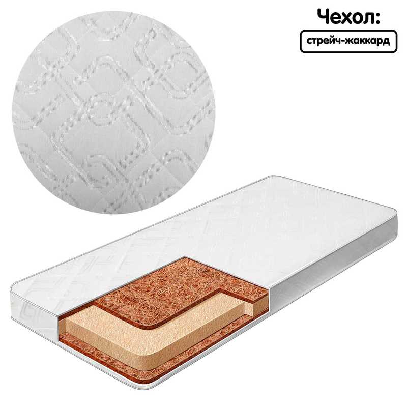 гр Матрац дитячий ортопедичний "Twins" 2050081 NEW КПК білий (12см) КПК (стрейч-жаккард) 60*120*12 см. білий "Homefort"