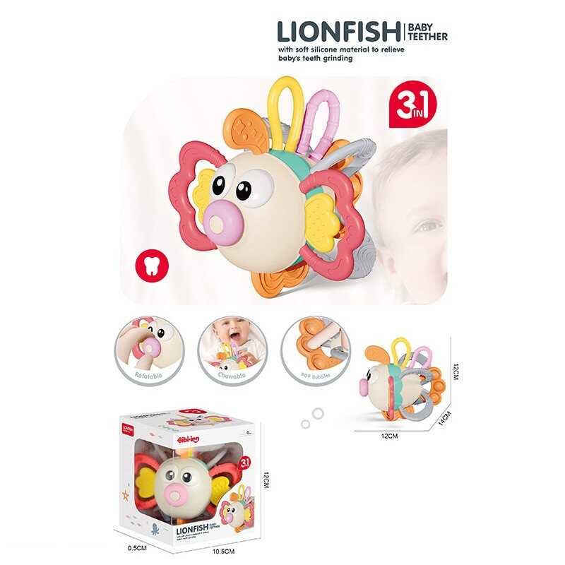 Брязкальце 6058 (60) прорізувач, pop-it, тріскачка, гумові елементи, обертові елементи, в коробці