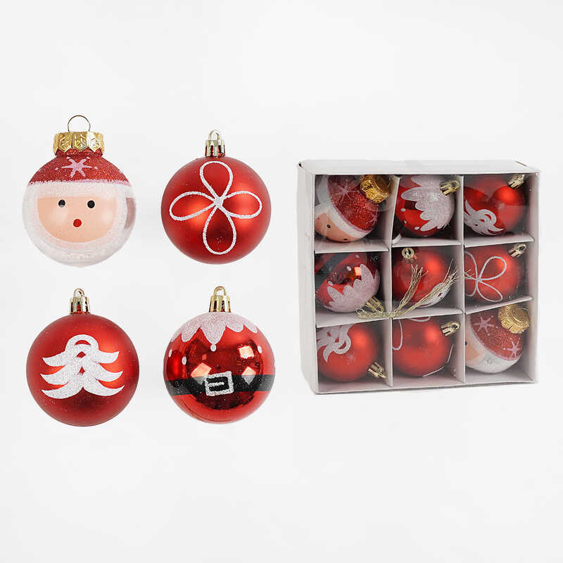 Новорічні прикраси C 67494 (120) 9 штук, кульки, D = 5,5 см, у коробці