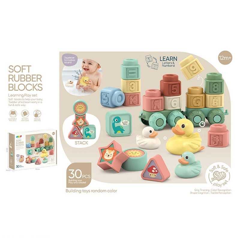 Логічна гра 6151 (24/2) 30 елементів, гума, 2 платформи з коліщатками, цифри, тварини, конструктор, в коробці