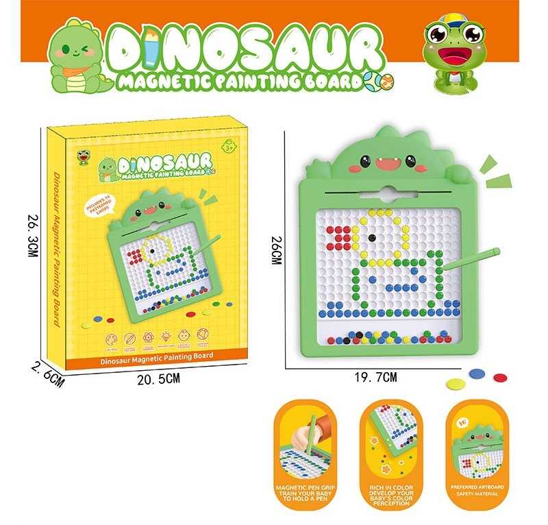 Мозаїка 595-12 (72) “Динозаврик”, 20х26 см, магнітний стилус, картки із завданнями, в коробці