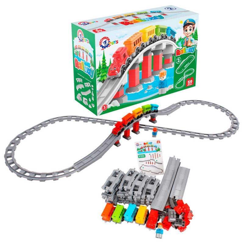 гр Конструктор Залізниця 1300 (3) "Technok Toys", 59 деталей, в коробці