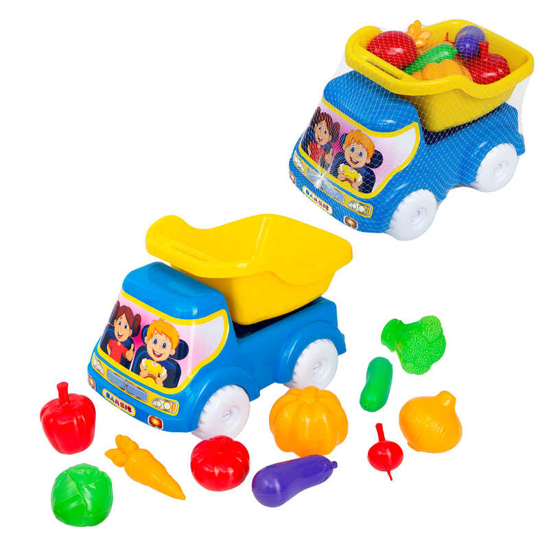 гр Машина "Самоскид №5 діти з овочами" 3691 (5) "BAMSIC", розмір - 35х22х25 см, овочі, в сітці