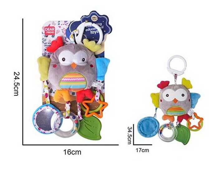 Брязкальце 688 M57 (72) текстильне, підвіска, гумовий прорізувач, кільця, кріплення для підвішування, шелесткі елементи, в пакеті