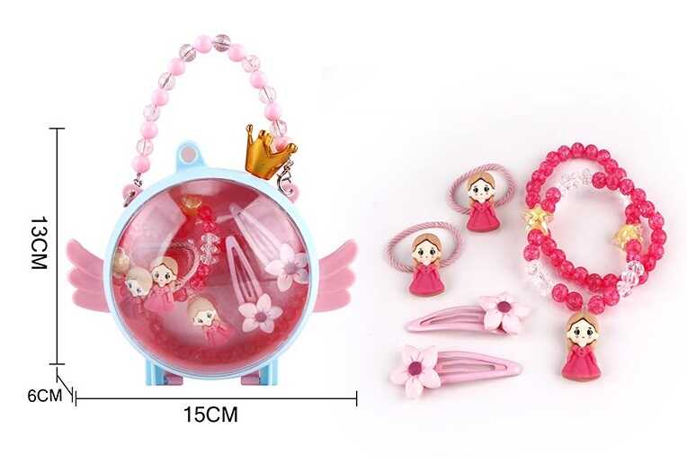 Набір прикрас А 113-2 (160/2) намисто, 2 резинки, 2 заколки для волосся, у сумці