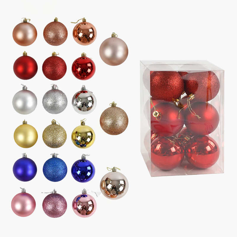 Новорічні прикраси C 67660 (32) 12 штук, кульки, D = 7,5 см, у слюді, ВИДАЄТЬСЯ ТІЛЬКИ МІКС ВИДІВ