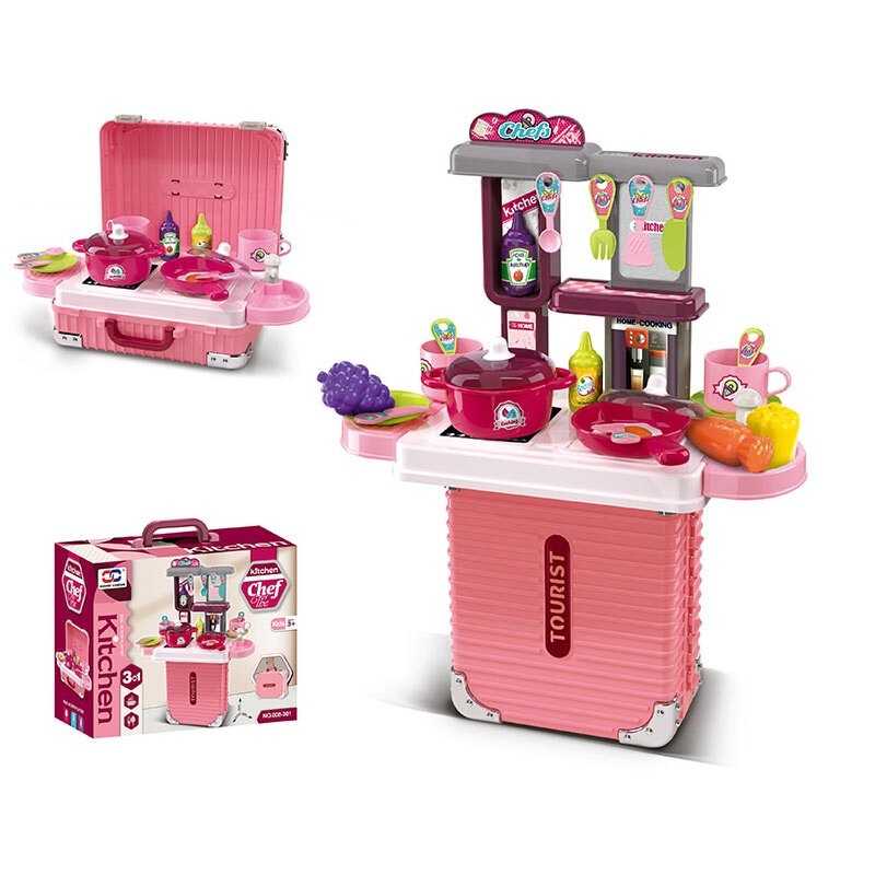 Кухня 008-301 (24) 3 в 1: кухня+валіза, висота 47 см, посуд, продукти, приладдя, в коробці