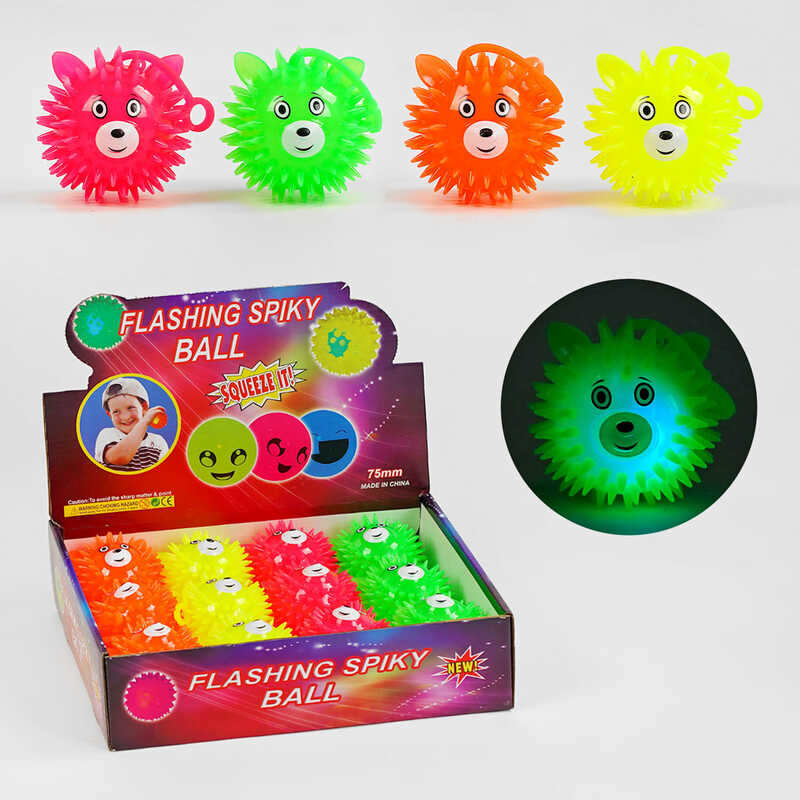 М`яч стрибун C 60502 (30) ЦІНА ЗА 12 ШТУК В БЛОЦІ, 4 кольори, підсвічування, пискавка, тваринка