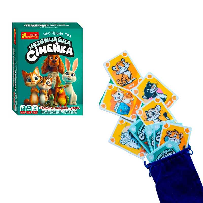 гр Настільна гра "Незвичайна сімейка" 10120213У (86) "Ранок", 60 карт (10 незвичайних сімейок)