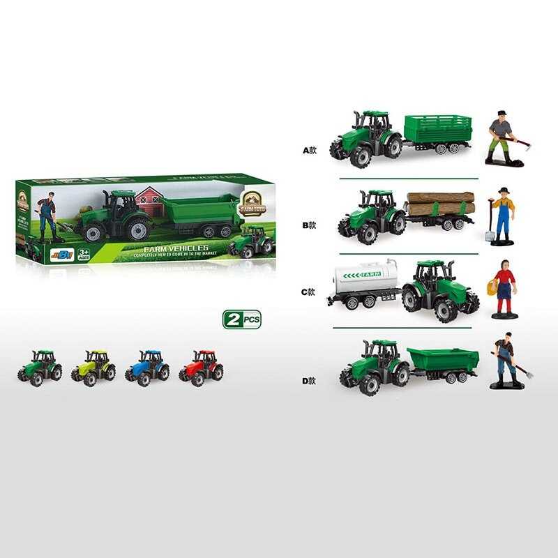 Трактор 5279-95 (144/2)  фігурка фермера, причеп, прогумовані колеса причепа, в коробці, ВИДАЄТЬСЯ ТІЛЬКИ МІКС ВИДІВ