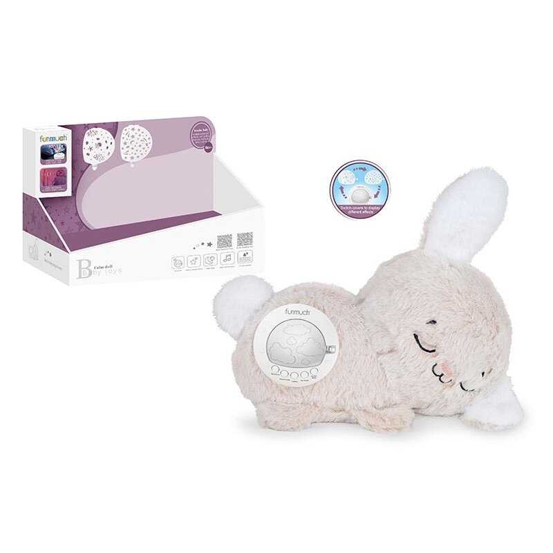 Нічник FM 666-65 (48) “Кролик”, вбудований акумулятор, Type-C, сенсор плачу, проєктор, звуки, мелодія, підсвічування, в коробці