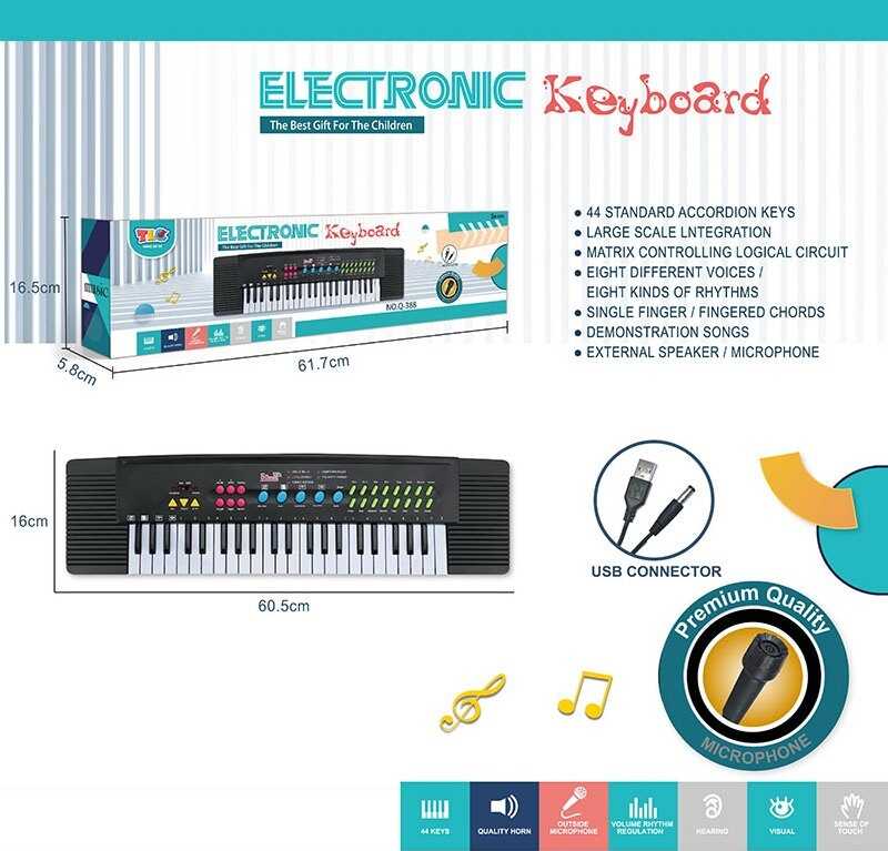 Піаніно Q 388 (36/2) 44 кнопки, мікрофон, запис звуку, звукові ефекти, MP3, у коробці