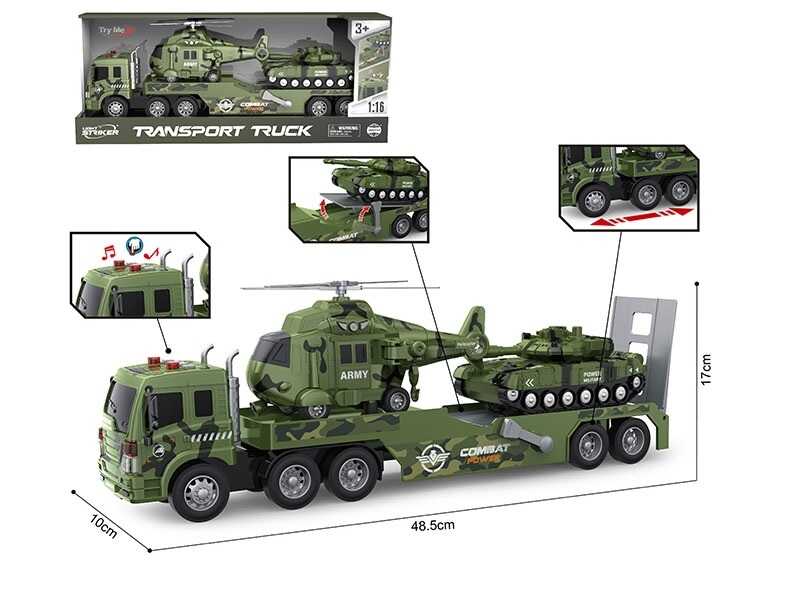 Машина WY 578 E (12) інерція, підсвічування, звуки, рухливі елементи, гумові шини, танк, вертоліт, в коробці