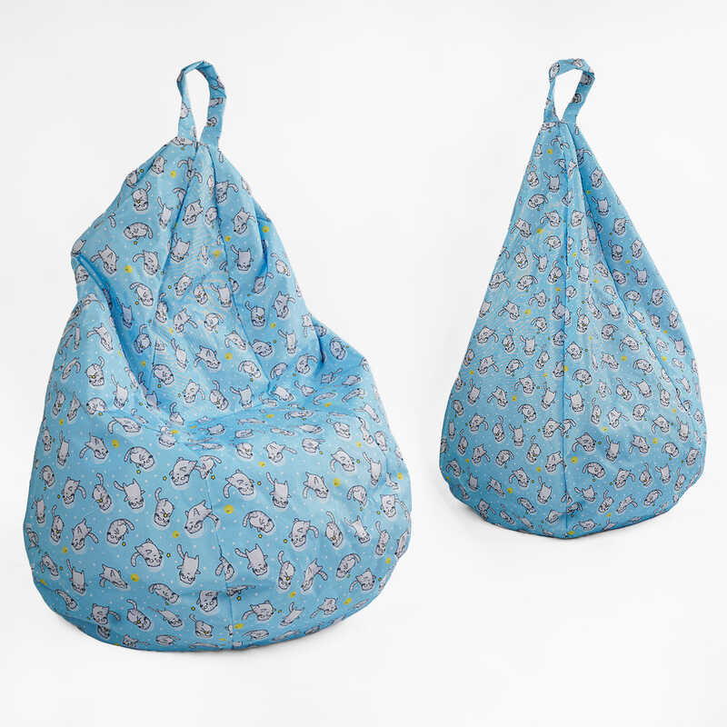 гр Крісло-мішок дитяче "Груша" Д58467 "Котик-космонавт" (1) висота у підвішеному положенні 88 см, знімний водонепроникний чохол, в плівці