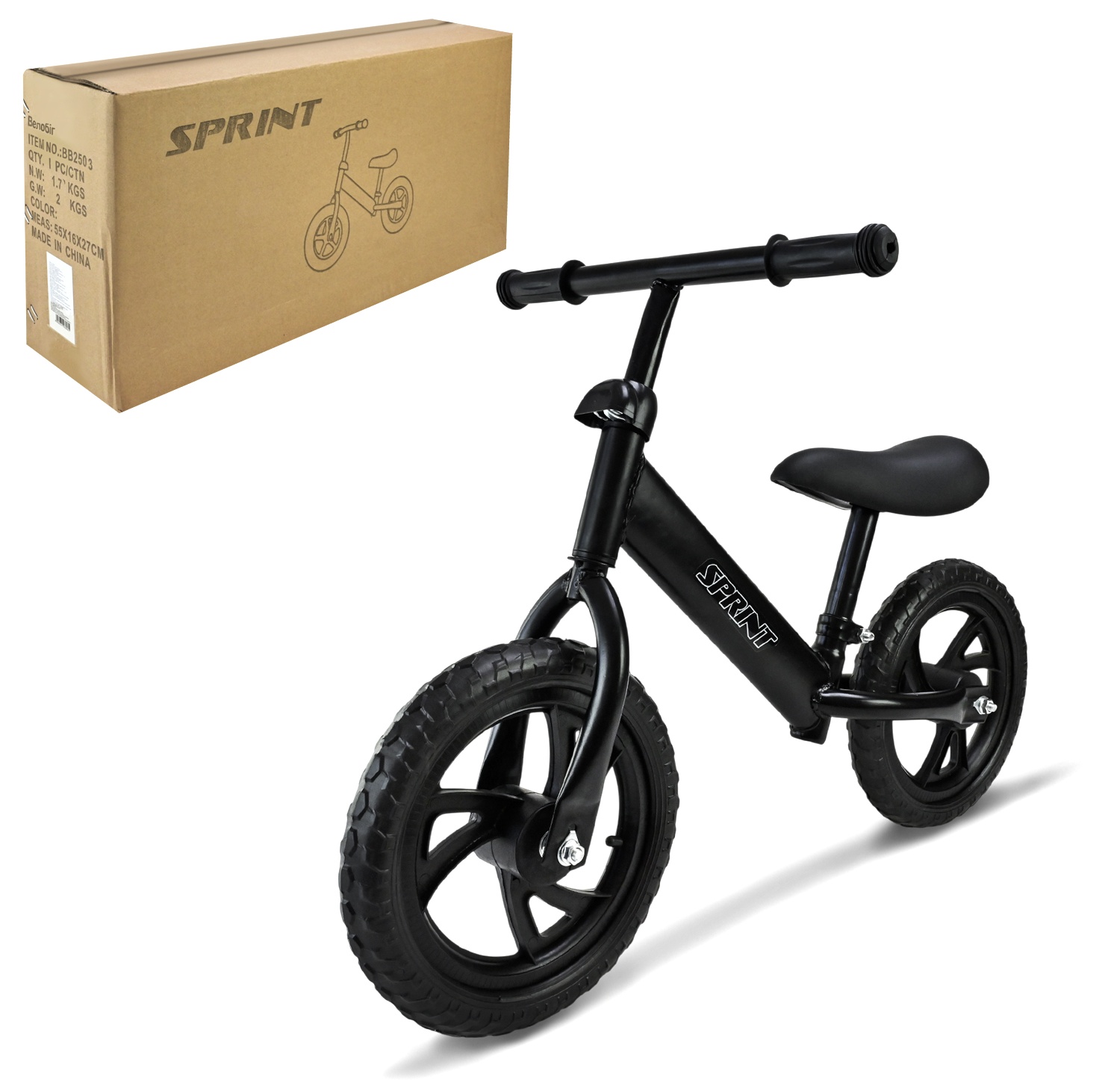 «Велобіг "SPRINT" BB2503 (1) , сталева рама, колесо 12" EVA (ПІНА), в коробці