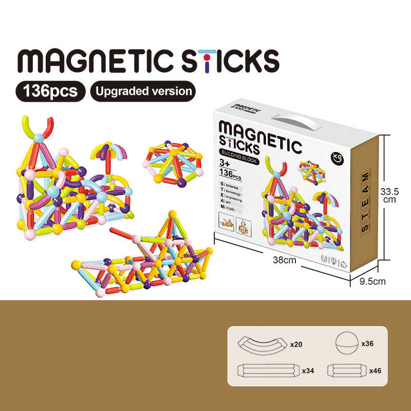 Магнітний конструктор XC-C 26 (12) 136 деталей, в коробці