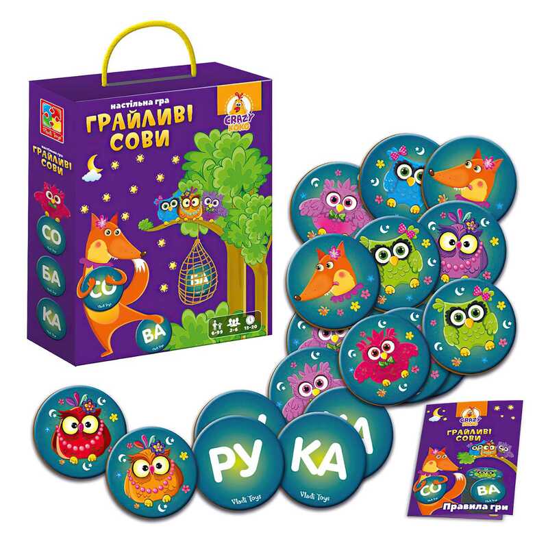гр Гра настільна "Гра. Бачу слово! Грайливі сови" - VT 8033-08 (12) "Vladi Toys"